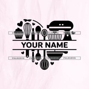 Baking Heart Split Monogram SVG