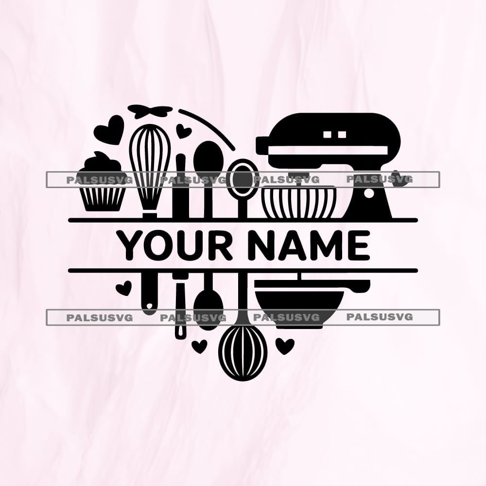 Baking Heart Split Monogram SVG