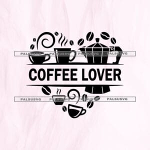 Coffee Split Monogram SVG | Custom Barista Heart Cut File