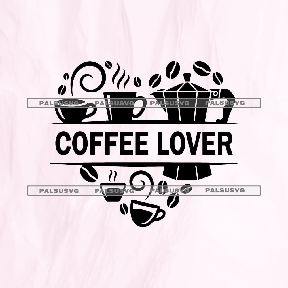 Coffee Split Monogram SVG | Custom Barista Heart Cut File
