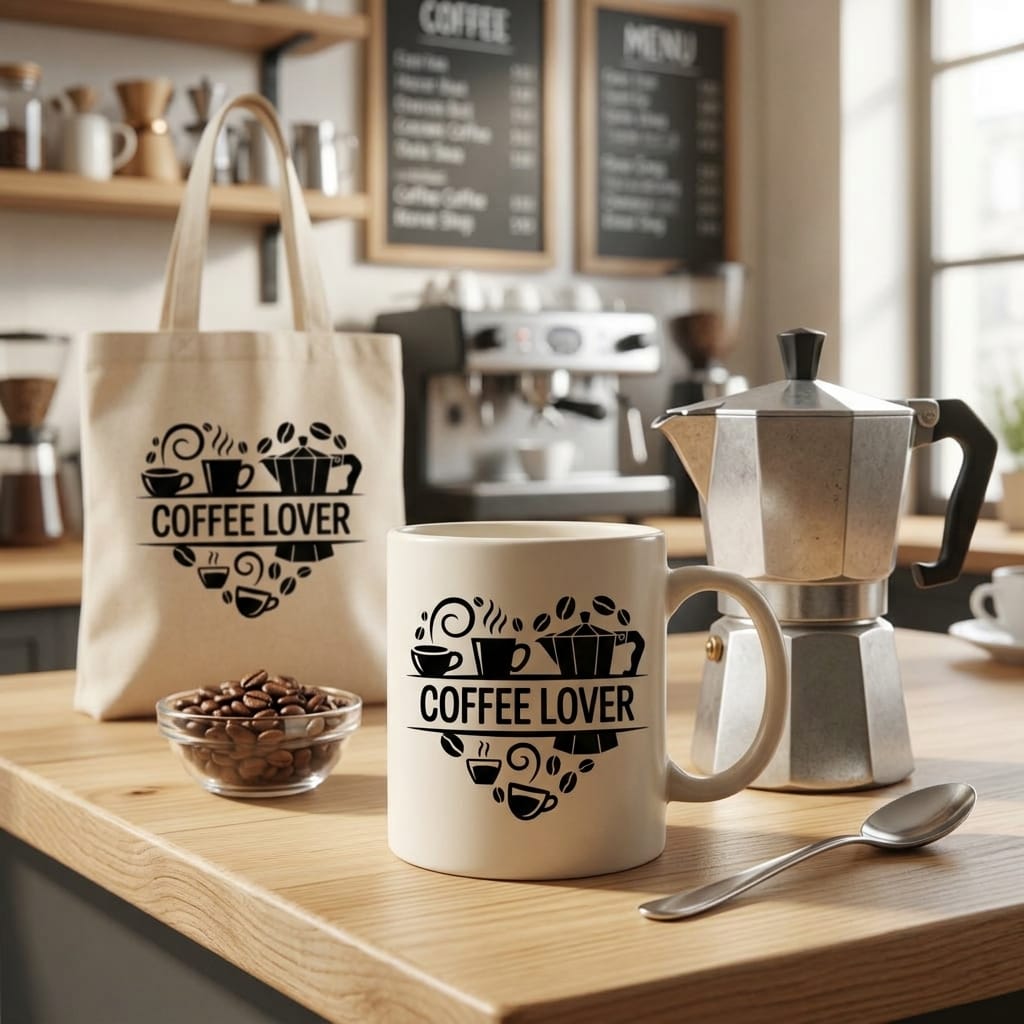 Custom Coffee Heart Split Monogram SVG | Barista Decor