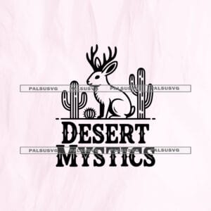 Desert Mystics SVG cut file for Cricut and Silhouette. Jackalope and cactus design.