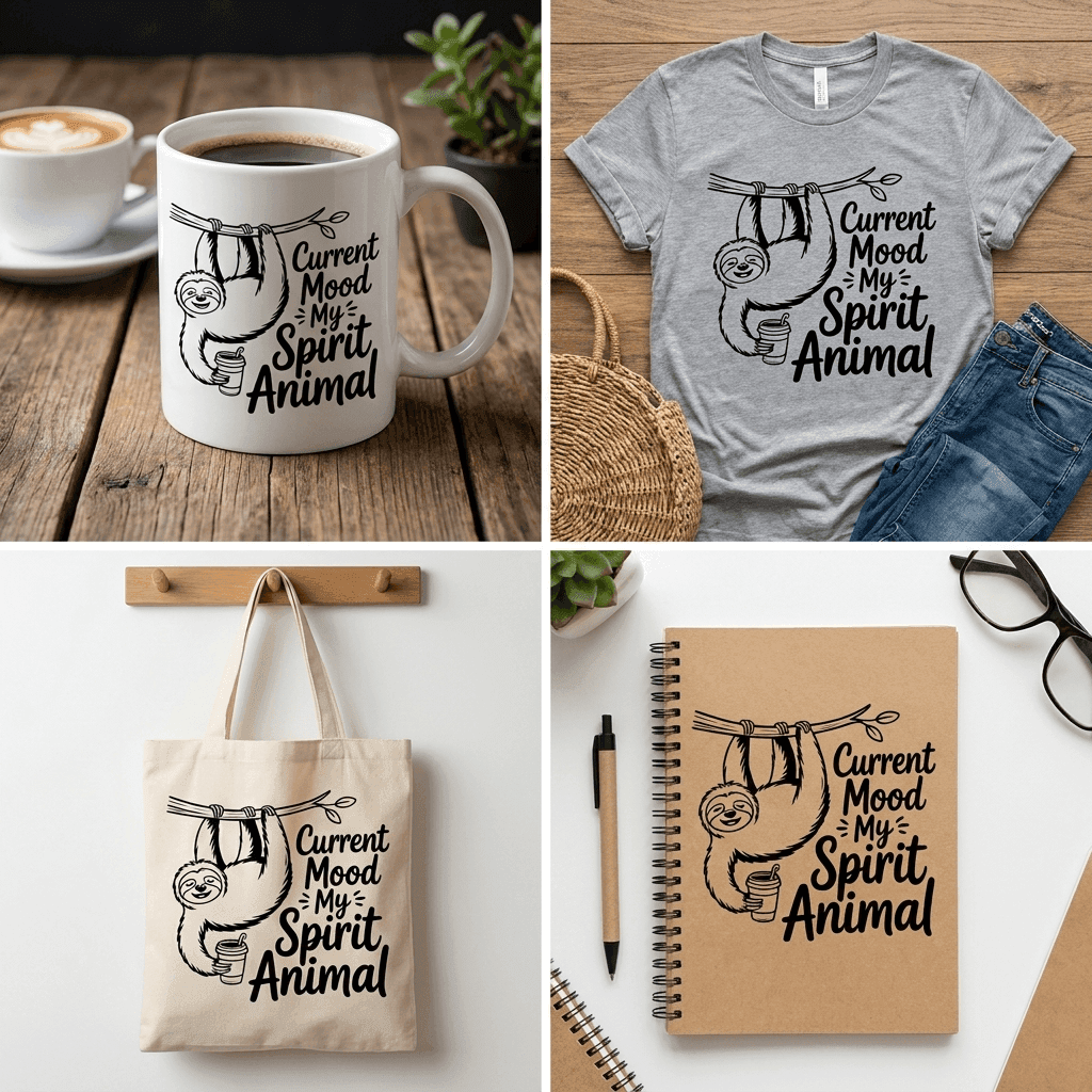 Sloth SVG, Current Mood My Spirit Animal SVG - Image 2