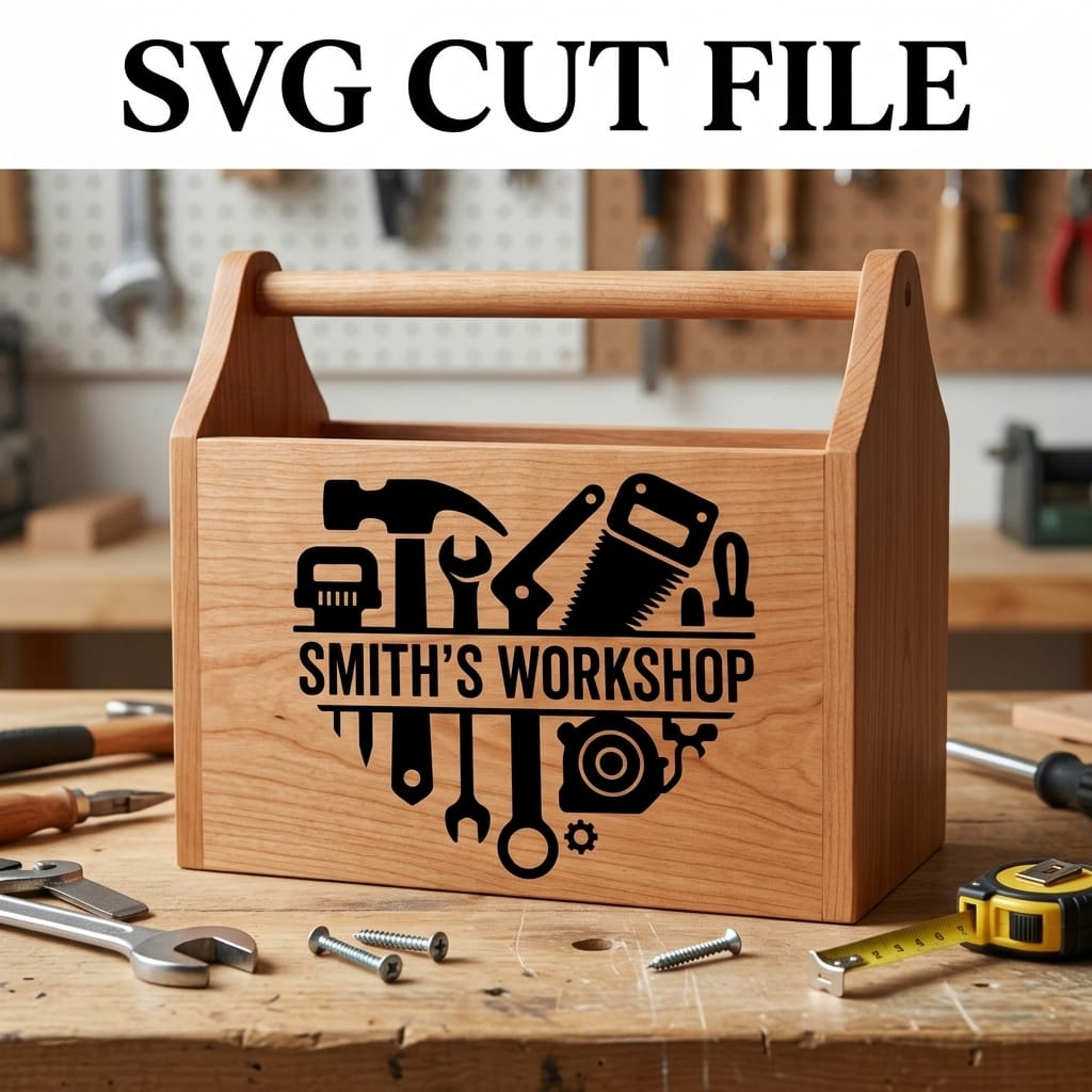 Handyman Split Monogram SVG | Custom Tool Heart Cut File - Image 2