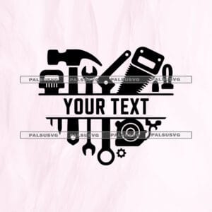 Handyman Split Monogram SVG | Custom Tool Heart Cut File