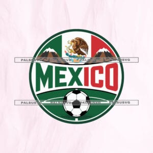 Mexico Soccer Emblem SVG cut file for Cricut and Silhouette. Mexican flag eagle and soccer ball design.