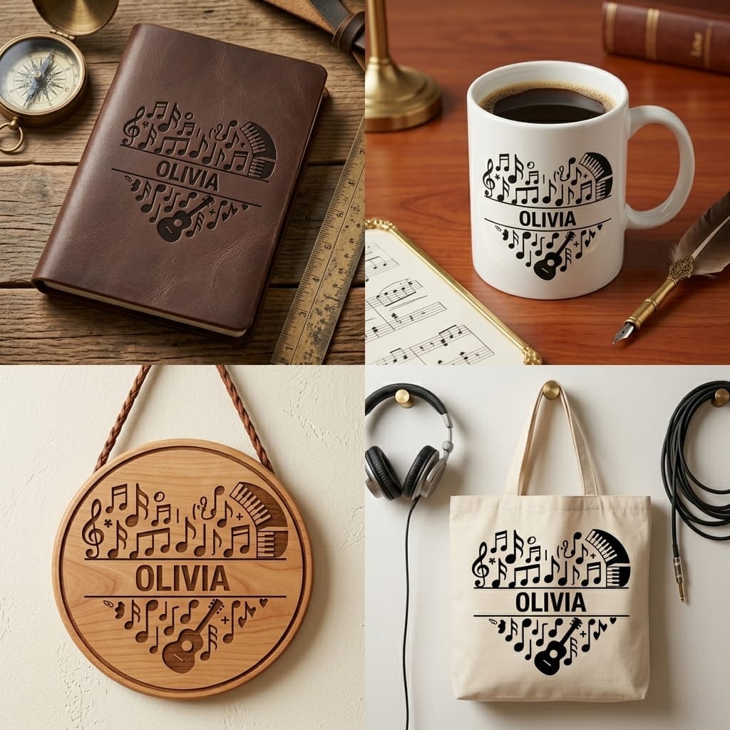 Music Heart Split Monogram SVG - Image 2