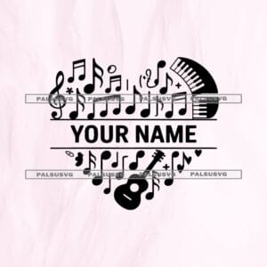 Music Heart Split Monogram SVG