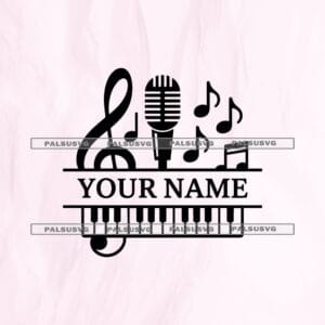 Custom Music Split Monogram SVG