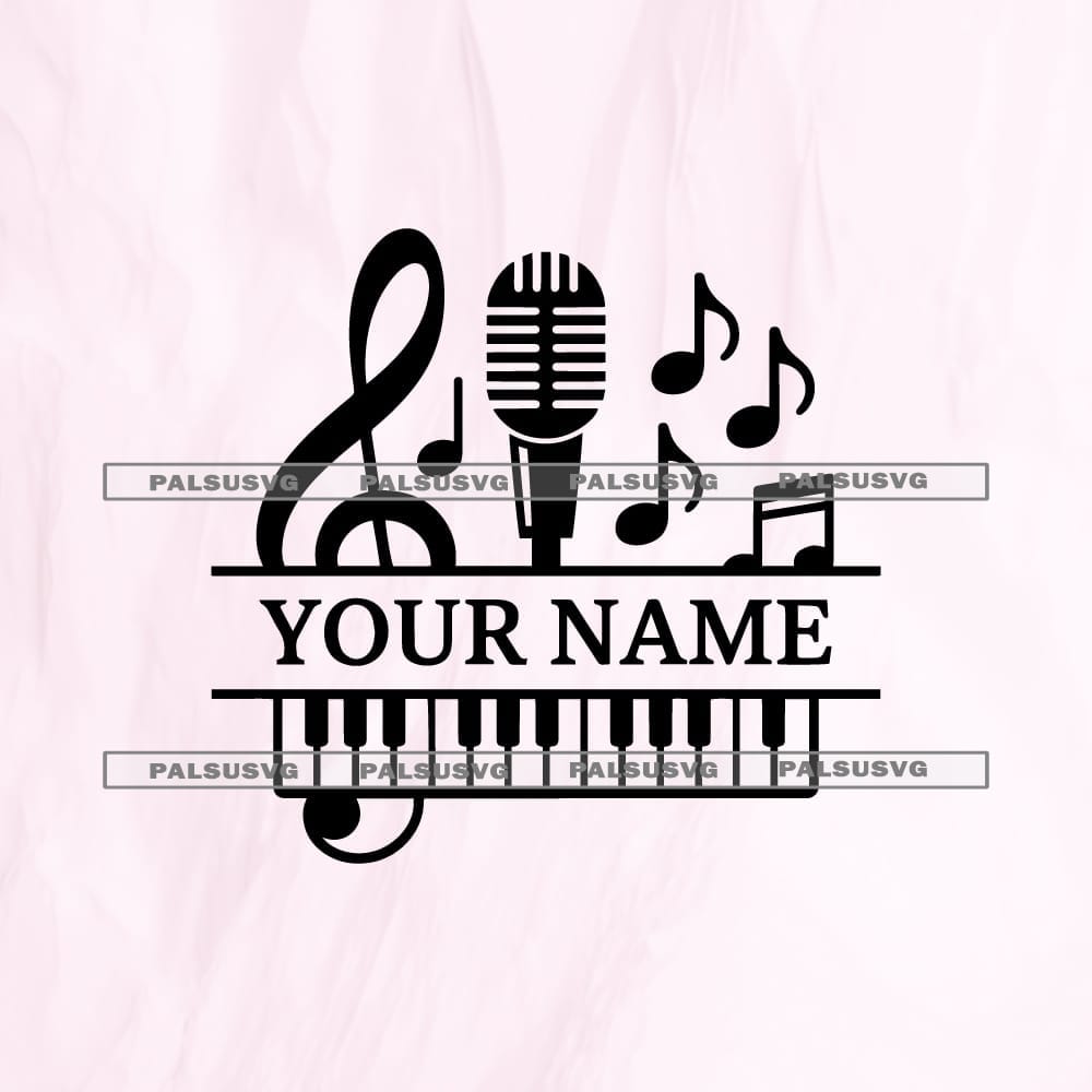 Custom Music Split Monogram SVG
