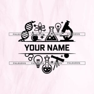 Science Split Monogram SVG | Custom STEM Heart Cut File