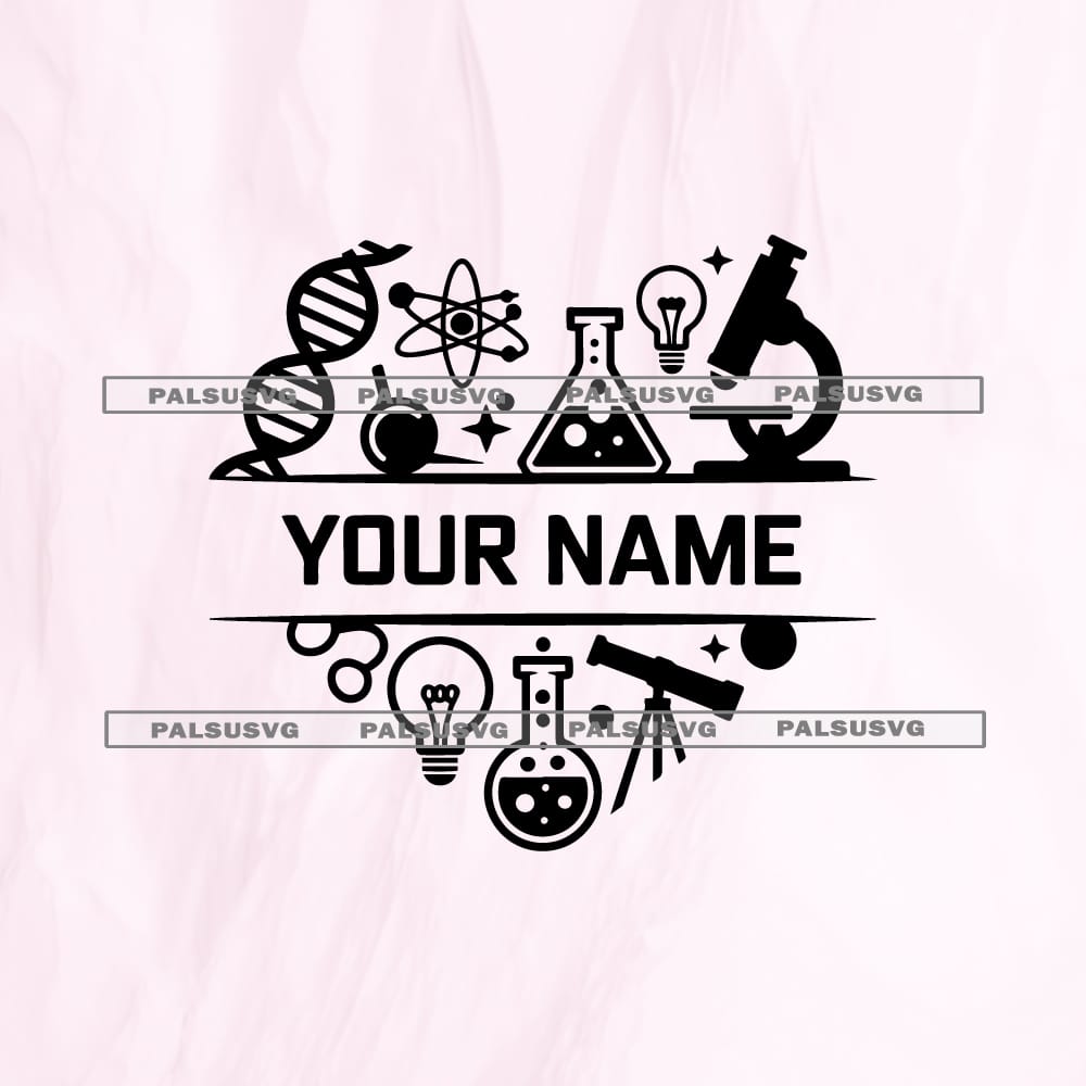 Science Split Monogram SVG | Custom STEM Heart Cut File