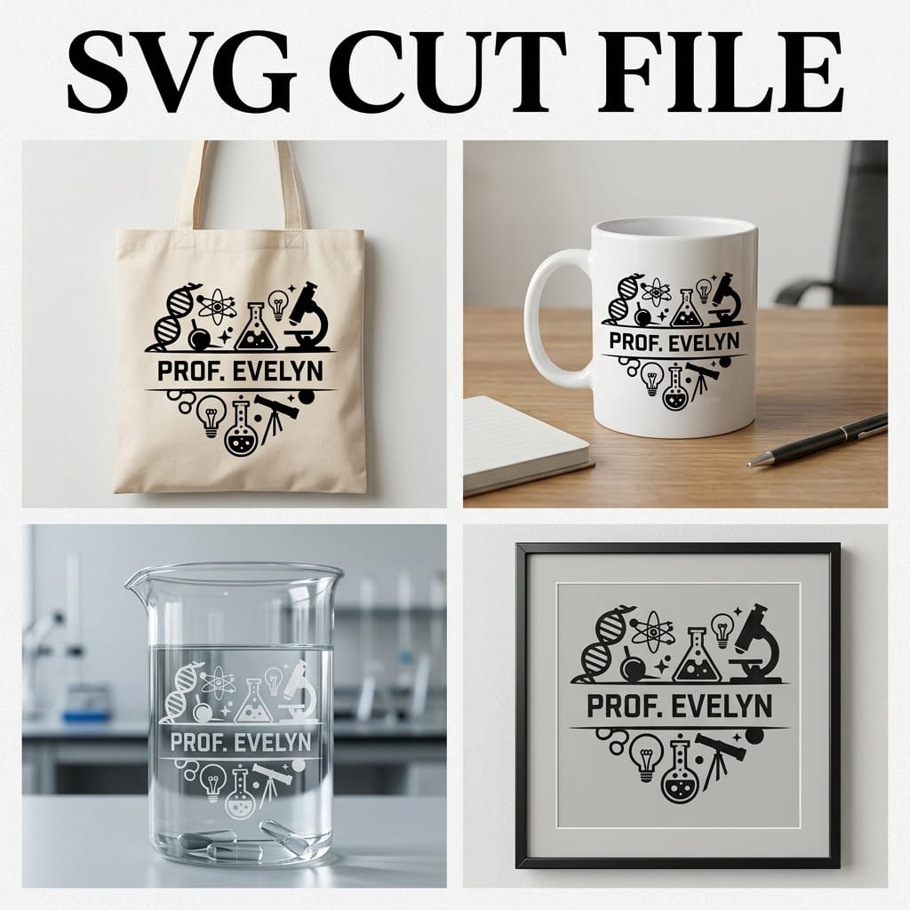 Science Split Monogram SVG | Custom STEM Heart Cut File