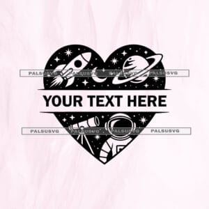 Space Split Monogram SVG | Custom Astronaut Heart Cut File