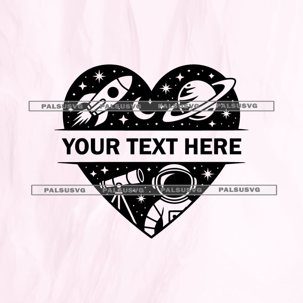 Space Split Monogram SVG | Custom Astronaut Heart Cut File