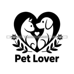Dog Cat Heart SVG