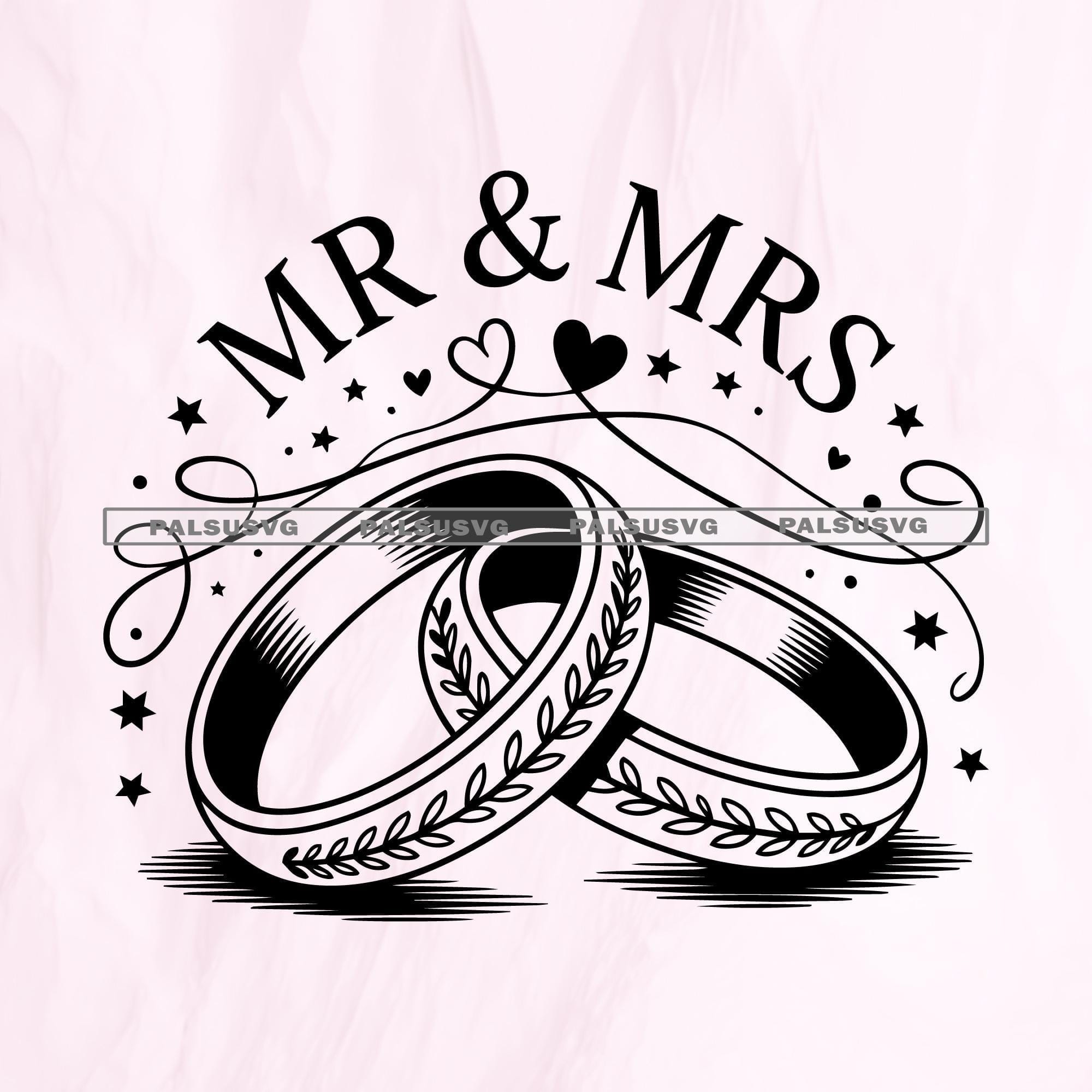 Mr & Mrs Wedding Rings SVG