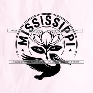 Mississippi Emblem SVG, Pelican, Magnolia, State Seal