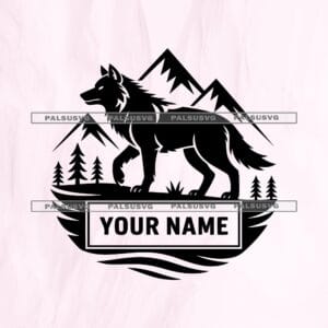 Custom Wolf Monogram SVG