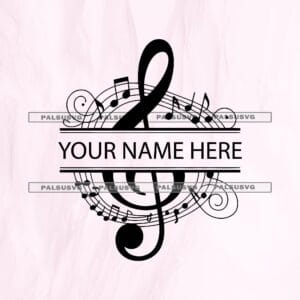 Treble Clef Music Monogram SVG