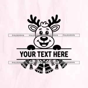 Custom Reindeer Monogram SVG – Christmas Name Frame Cut File
