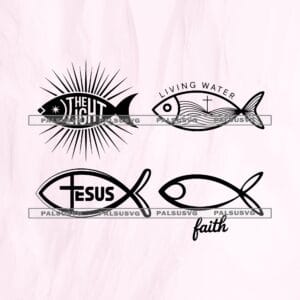 Christian Fish SVG Bundle – Jesus Ichthys Cut File