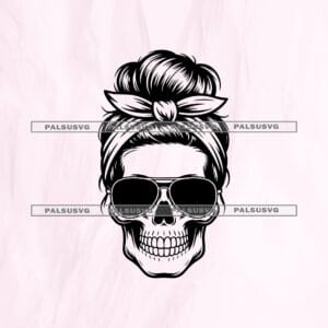Messy Bun Skull SVG