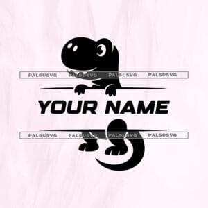 Dinosaur Split Monogram SVG – Custom Name Frame Cut File
