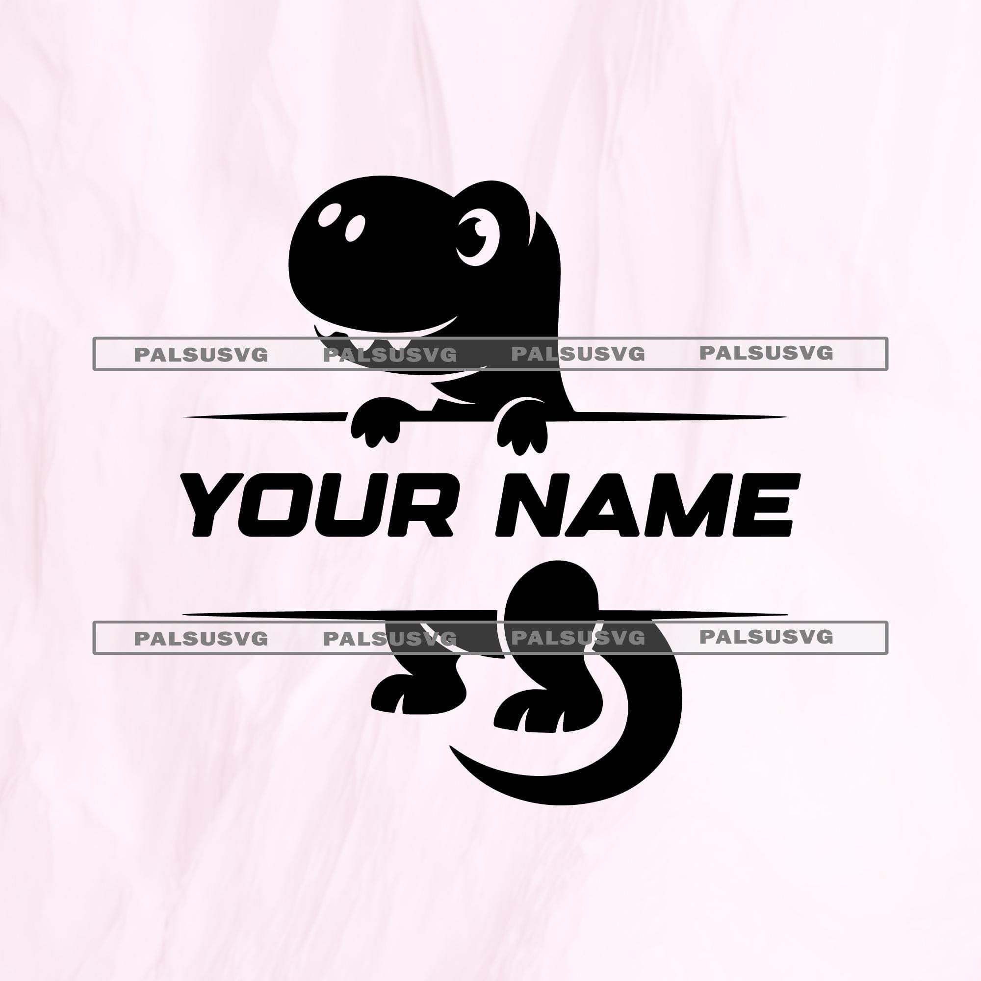Dinosaur Split Monogram SVG – Custom Name Frame Cut File