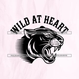 Wild at Heart SVG – Roaring Panther Mascot Cut File
