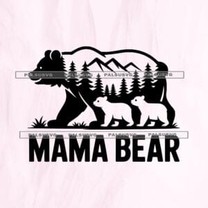 Mama Bear SVG – Bear Family Forest Silhouette Cut File