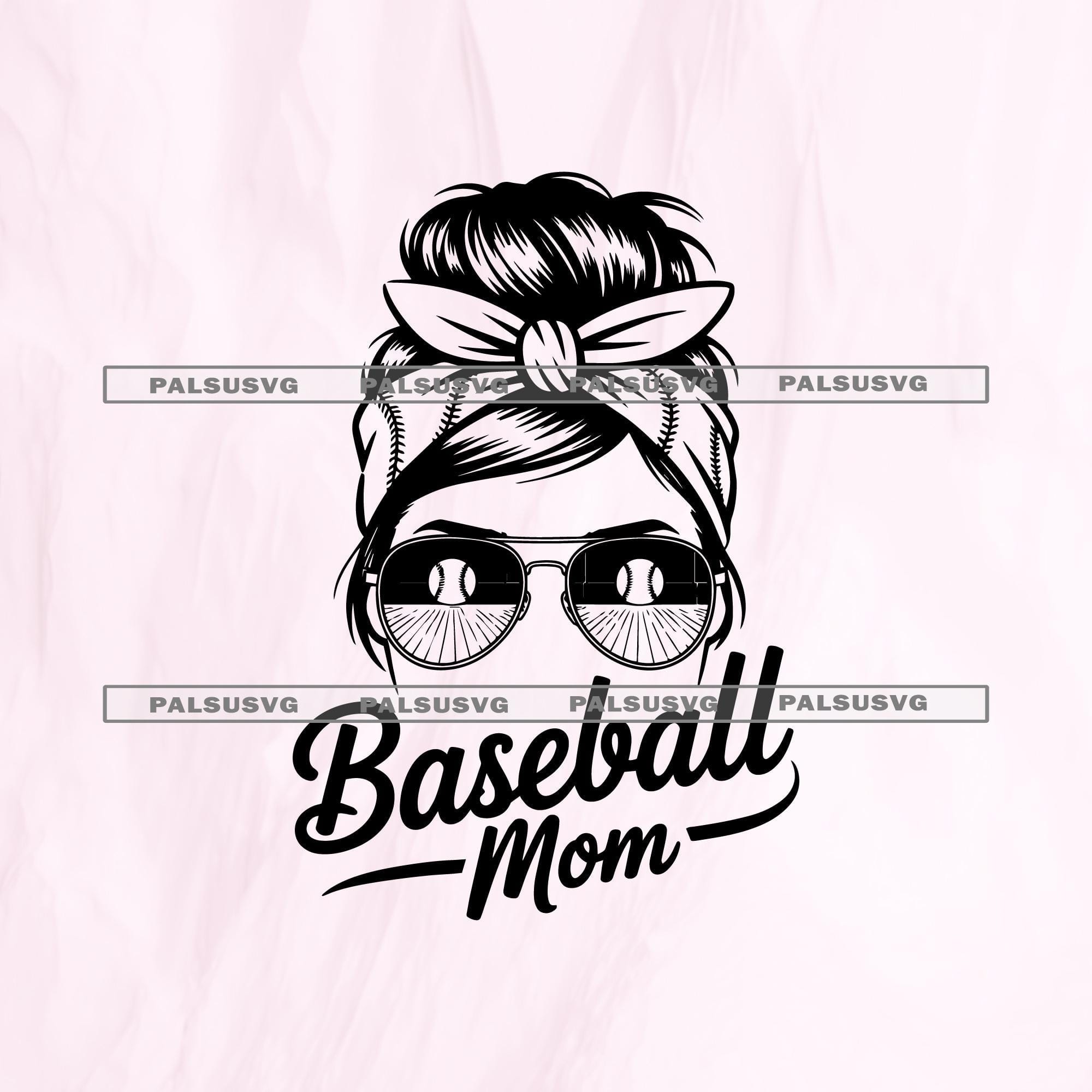 Baseball Mom SVG – Messy Bun Sunglasses Sport Cut File