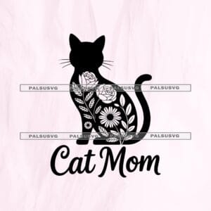 Cat Mom SVG – Floral Cat Silhouette Cut File