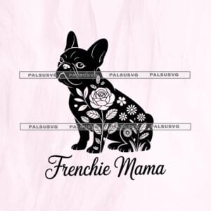 Frenchie Mama SVG – Floral French Bulldog Silhouette Cut File
