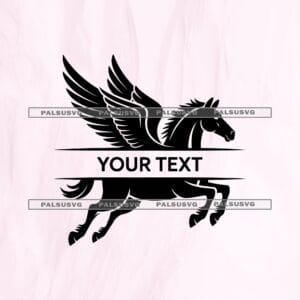 Pegasus Split Monogram SVG – Custom Name Frame Winged Horse