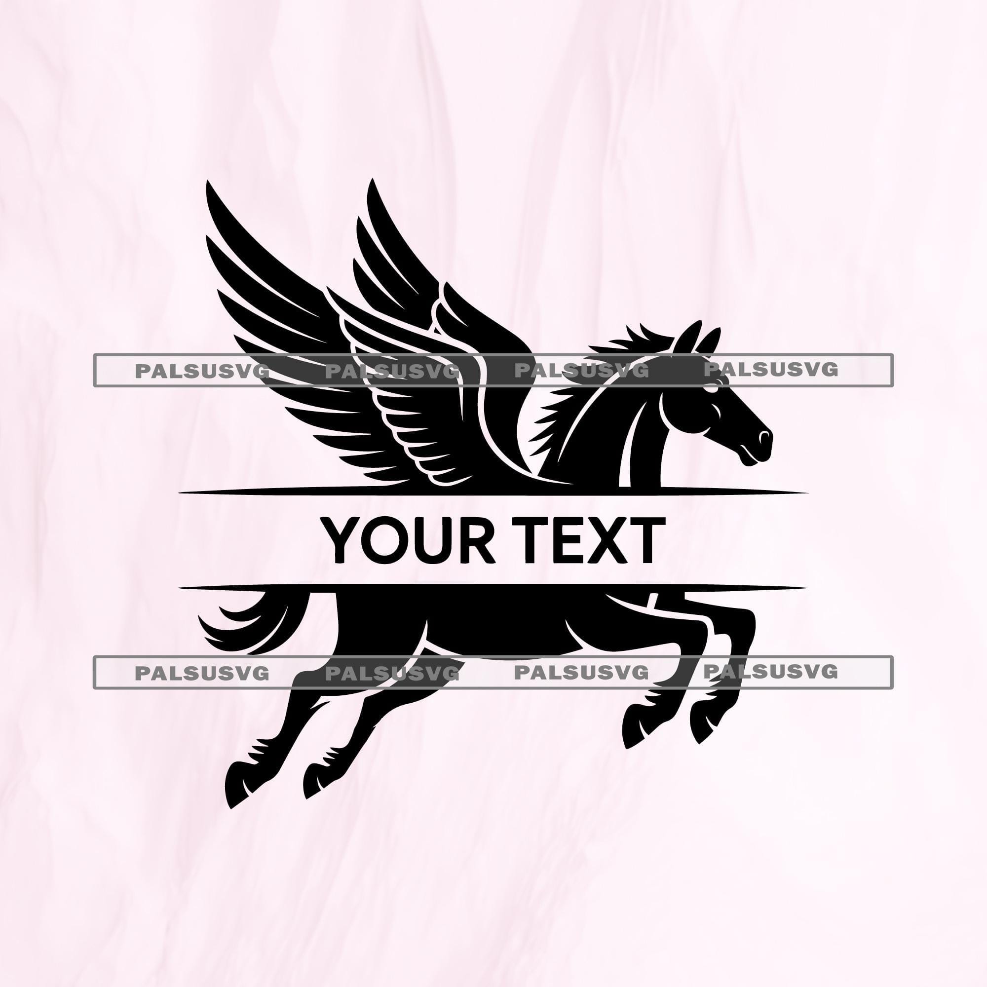 Pegasus Split Monogram SVG – Custom Name Frame Winged Horse
