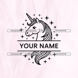 Unicorn Split Monogram SVG