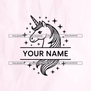 Unicorn Split Monogram SVG