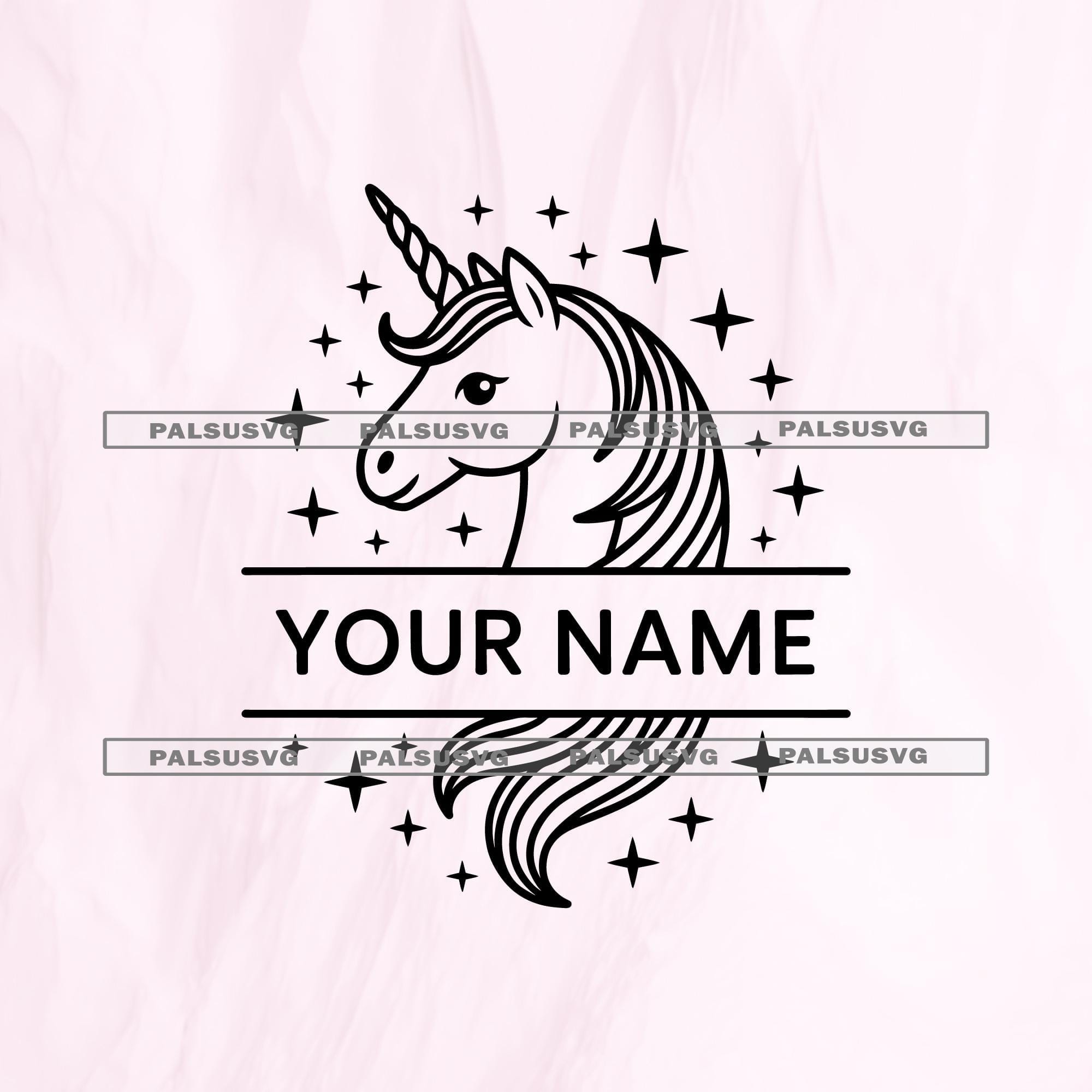 Unicorn Split Monogram SVG