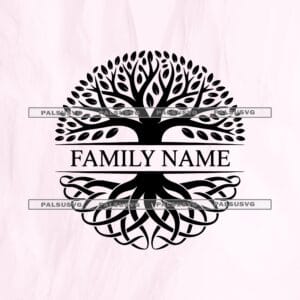 Tree of Life Split Monogram SVG – Custom Family Name Frame