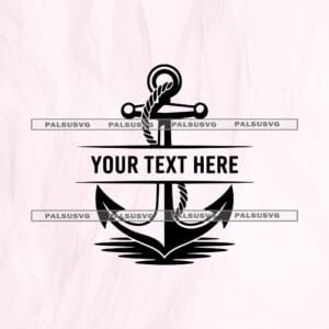 Split Anchor Monogram SVG cut file for Cricut and Silhouette. Nautical anchor with rope and water ripples split frame design.