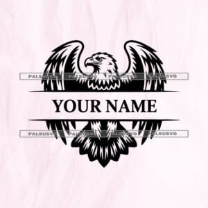 Split Eagle Monogram SVG cut file for Cricut and Silhouette. Majestic bald eagle with spread wings and a split frame design.