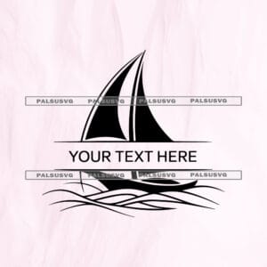 Split Sailboat Monogram SVG cut file for Cricut and Silhouette. Minimalist sailboat and ocean waves split frame design.
